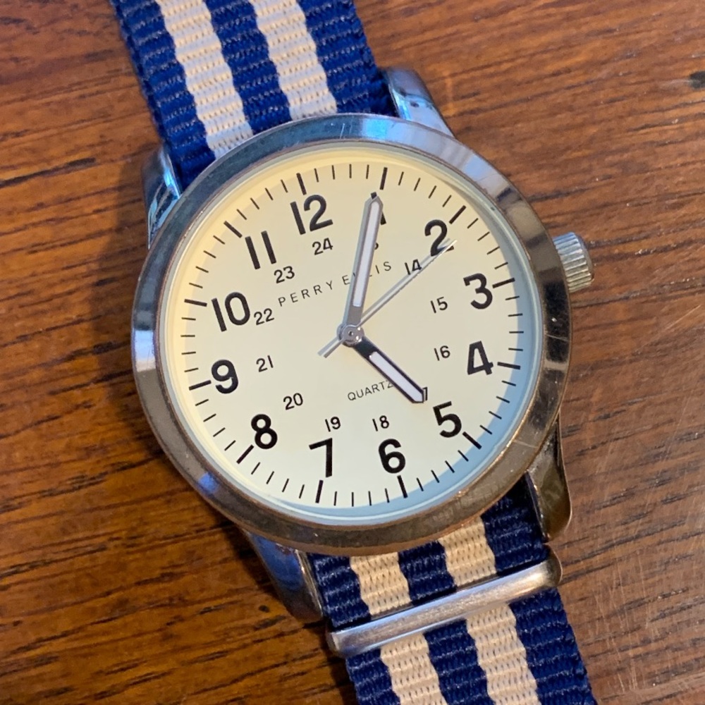 Perry Ellis Accutime Watch Long Fabric NATO Strap
